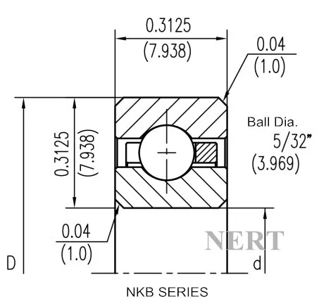 NKB-C等截面薄壁深溝球軸承剖面